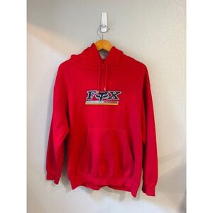 Fox Racing Hoodie Lanova USA Mens Medium Red Embroidered Motocross Pullover